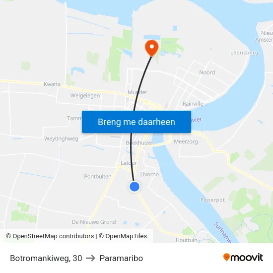 Botromankiweg, 30 to Paramaribo map