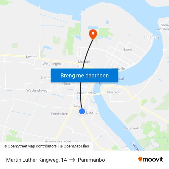 Martin Luther Kingweg, 14 to Paramaribo map