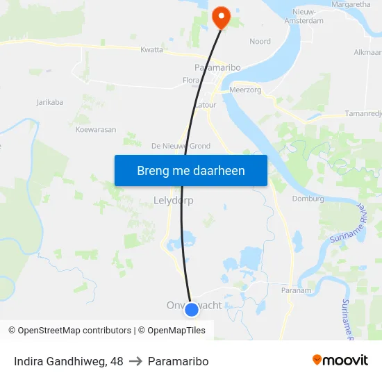Indira Gandhiweg, 48 to Paramaribo map