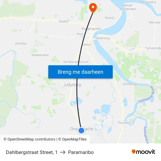 Dahlbergstraat Street, 1 to Paramaribo map