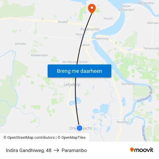 Indira Gandhiweg, 48 to Paramaribo map