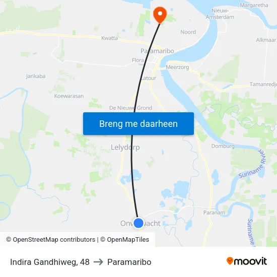 Indira Gandhiweg, 48 to Paramaribo map