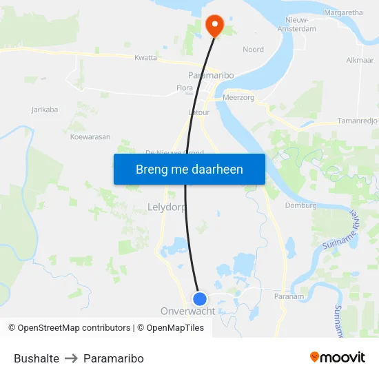Bushalte to Paramaribo map
