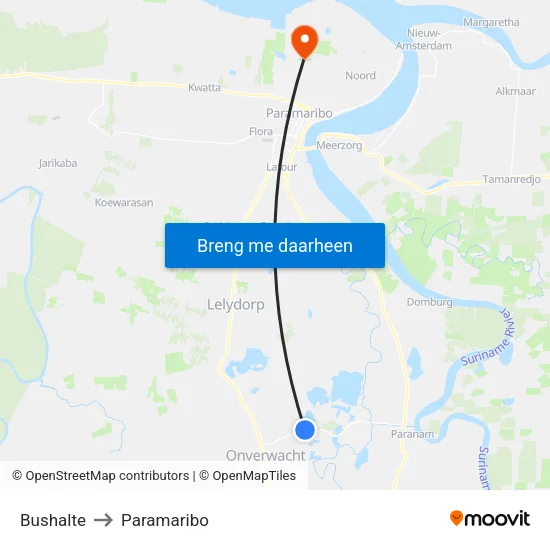 Bushalte to Paramaribo map