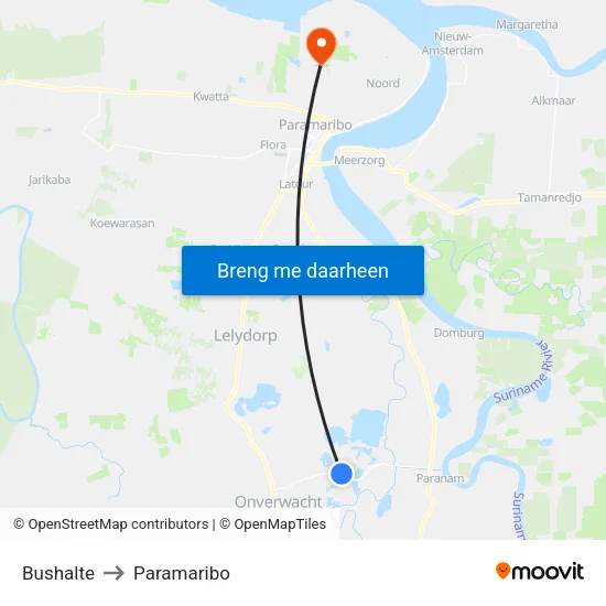 Bushalte to Paramaribo map