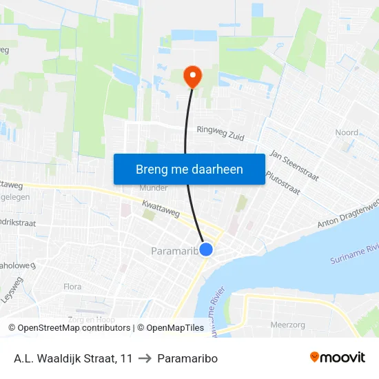 A.L. Waaldijk Straat, 11 to Paramaribo map