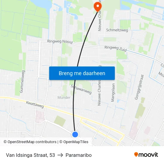 Van Idsinga Straat, 53 to Paramaribo map