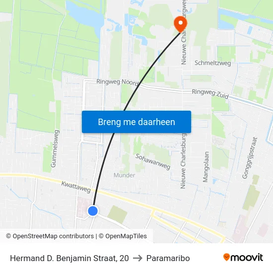 Hermand D. Benjamin Straat, 20 to Paramaribo map