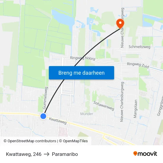 Kwattaweg, 246 to Paramaribo map