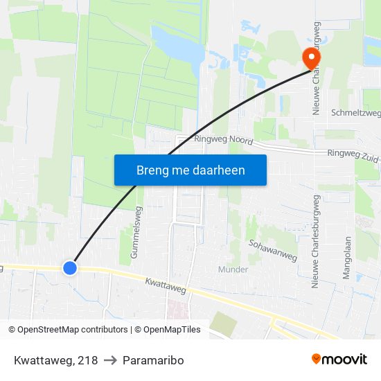 Kwattaweg, 218 to Paramaribo map