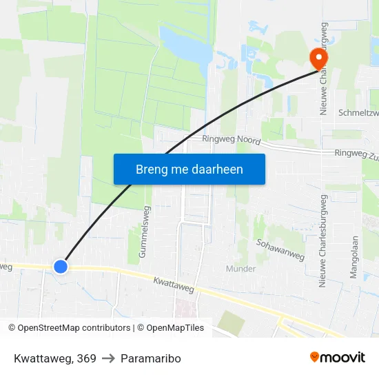 Kwattaweg, 369 to Paramaribo map