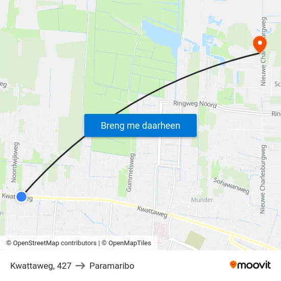 Kwattaweg, 427 to Paramaribo map