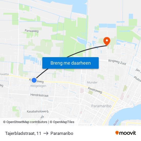 Tajerbladstraat, 11 to Paramaribo map