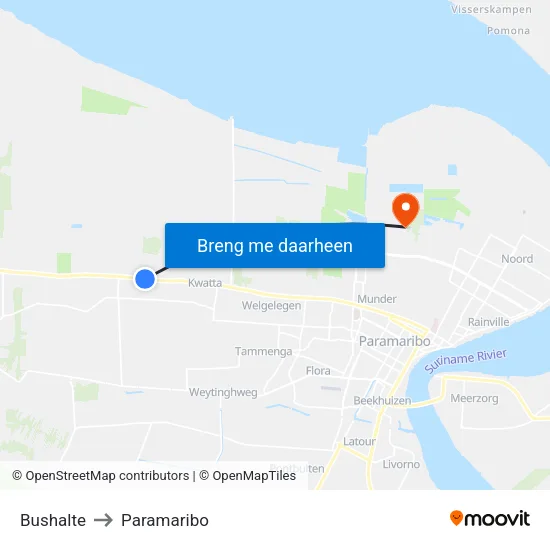 Bushalte to Paramaribo map