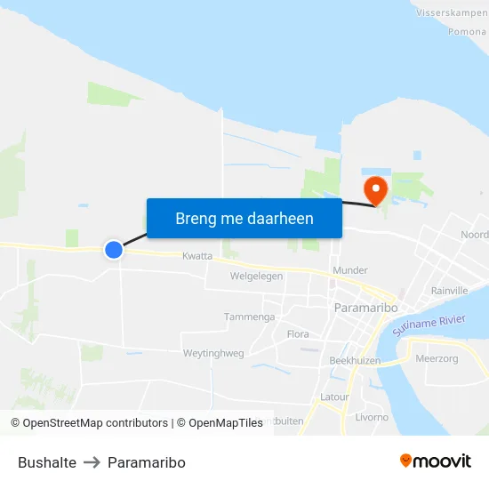 Bushalte to Paramaribo map