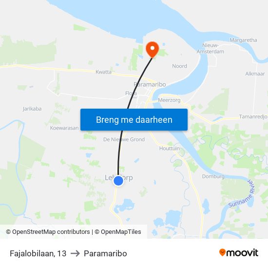 Fajalobilaan, 13 to Paramaribo map
