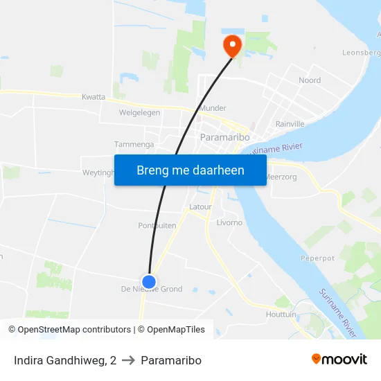 Indira Gandhiweg, 2 to Paramaribo map