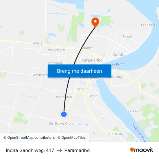 Indira Gandhiweg, 417 to Paramaribo map
