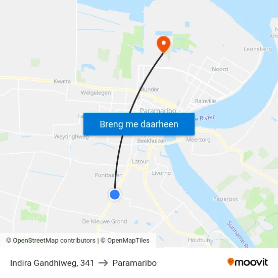 Indira Gandhiweg, 341 to Paramaribo map