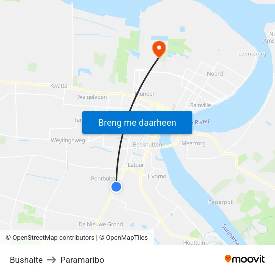 Bushalte to Paramaribo map
