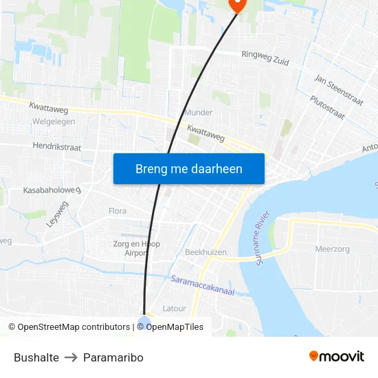Bushalte to Paramaribo map