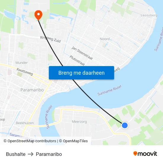 Bushalte to Paramaribo map