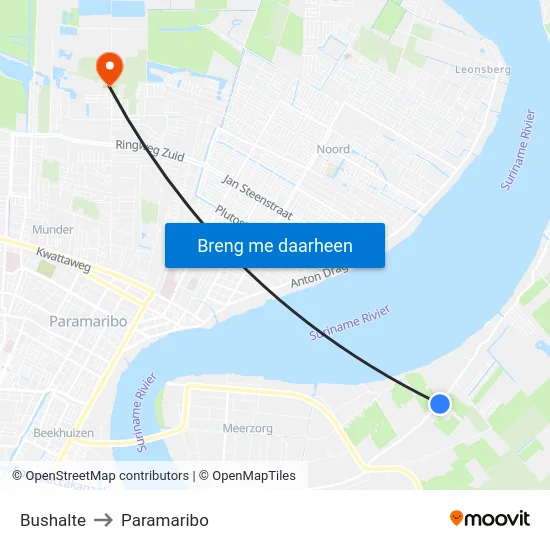 Bushalte to Paramaribo map