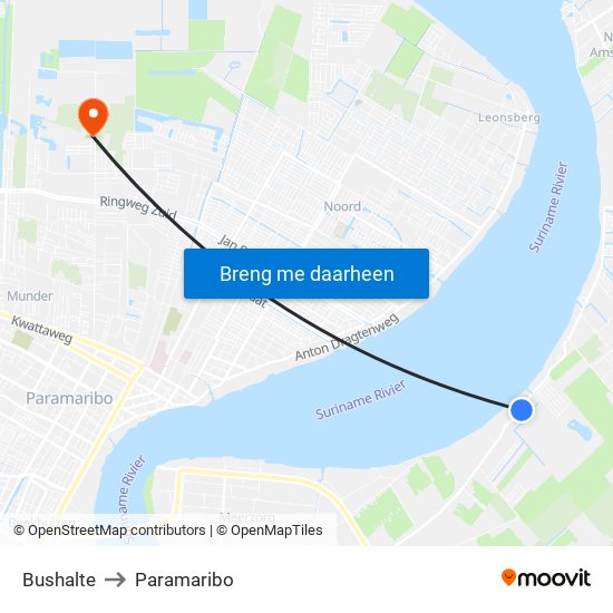 Bushalte to Paramaribo map