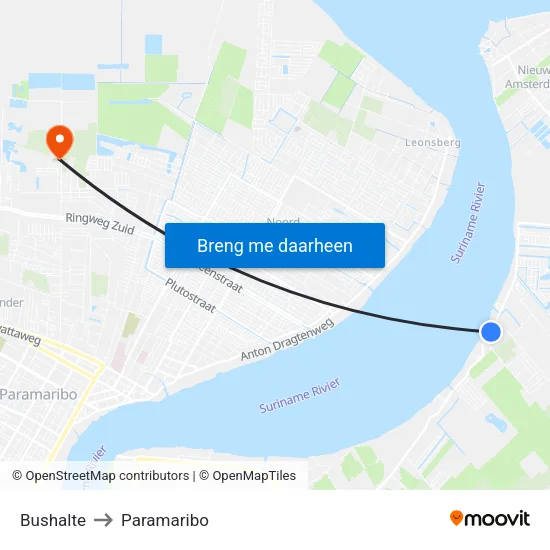 Bushalte to Paramaribo map