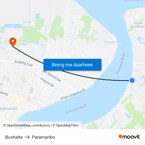 Bushalte to Paramaribo map