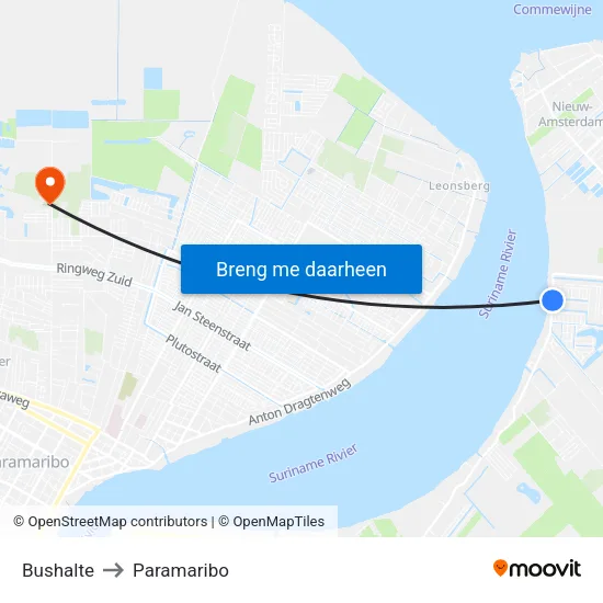 Bushalte to Paramaribo map