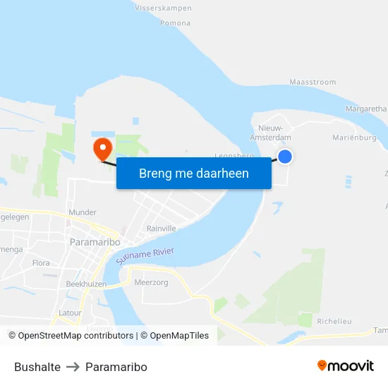 Bushalte to Paramaribo map
