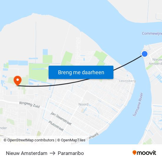 Nieuw Amsterdam to Paramaribo map