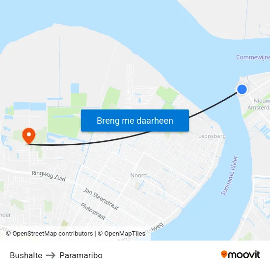 Bushalte to Paramaribo map