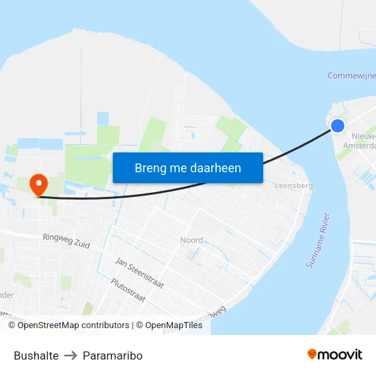 Bushalte to Paramaribo map