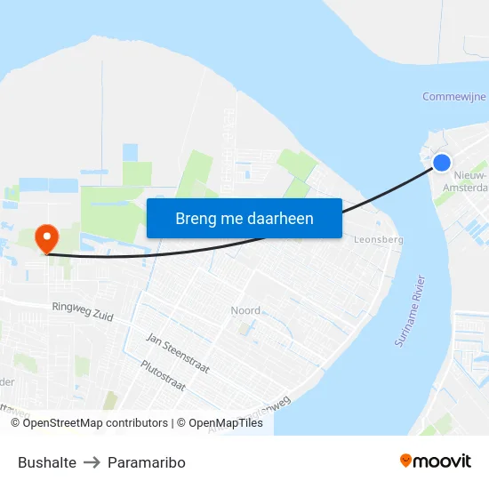 Bushalte to Paramaribo map