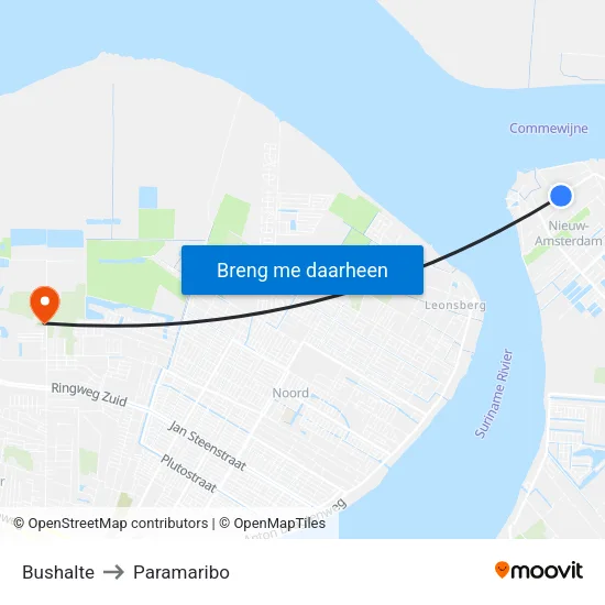 Bushalte to Paramaribo map