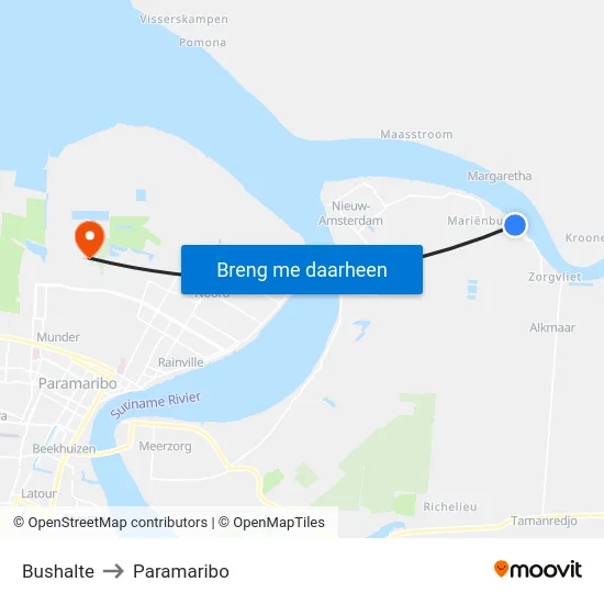 Bushalte to Paramaribo map
