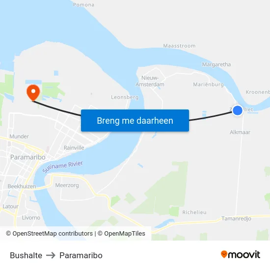 Bushalte to Paramaribo map