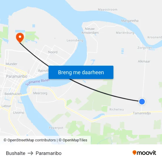 Bushalte to Paramaribo map