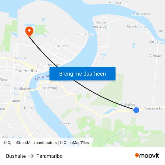 Bushalte to Paramaribo map