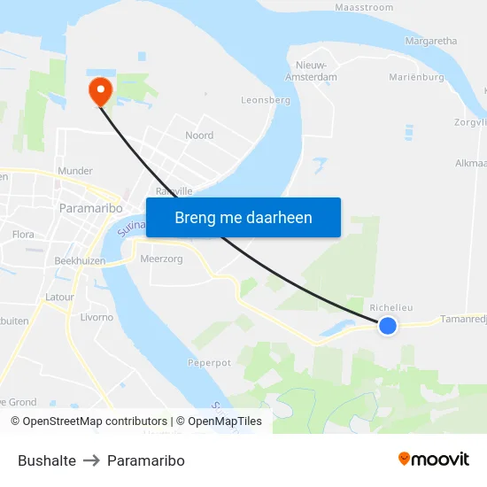Bushalte to Paramaribo map