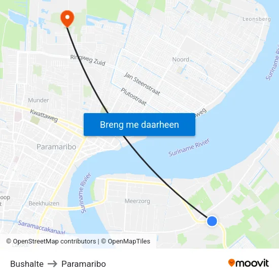 Bushalte to Paramaribo map
