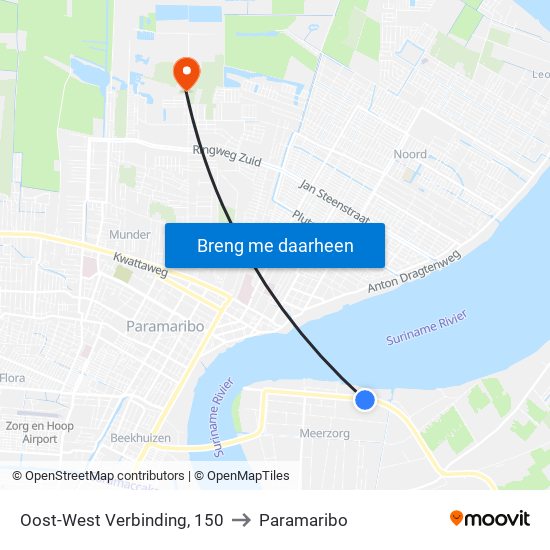 Oost-West Verbinding, 150 to Paramaribo map