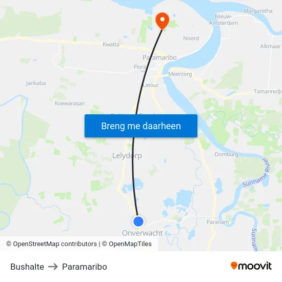 Bushalte to Paramaribo map