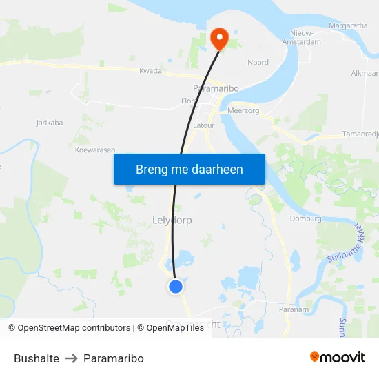 Bushalte to Paramaribo map