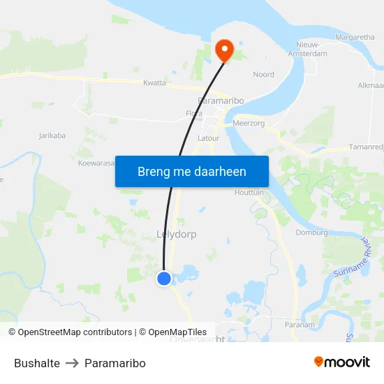 Bushalte to Paramaribo map