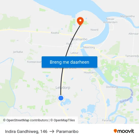 Indira Gandhiweg, 146 to Paramaribo map