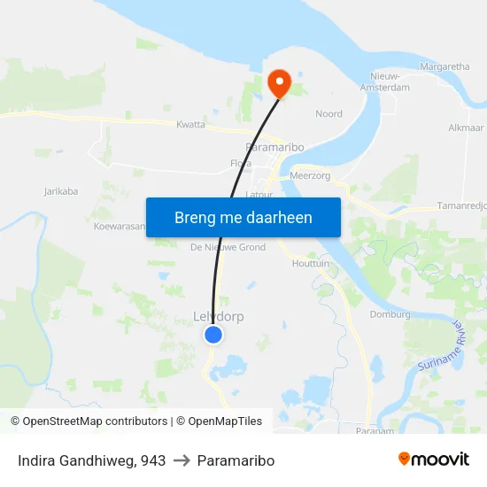 Indira Gandhiweg, 943 to Paramaribo map