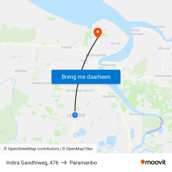 Indira Gandhiweg, 476 to Paramaribo map